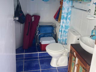 En suite bathroom w/roomy walk-in shower & beach view